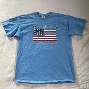 Men's Y2K Fruit of The Loom Lofteez Short U.S.A Sleeve T-Shirt Size: XL